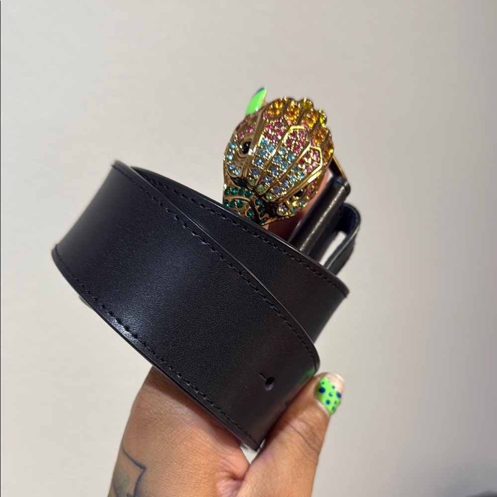 Kurt Geiger Black Belt with Gold and Multicolor Buckle